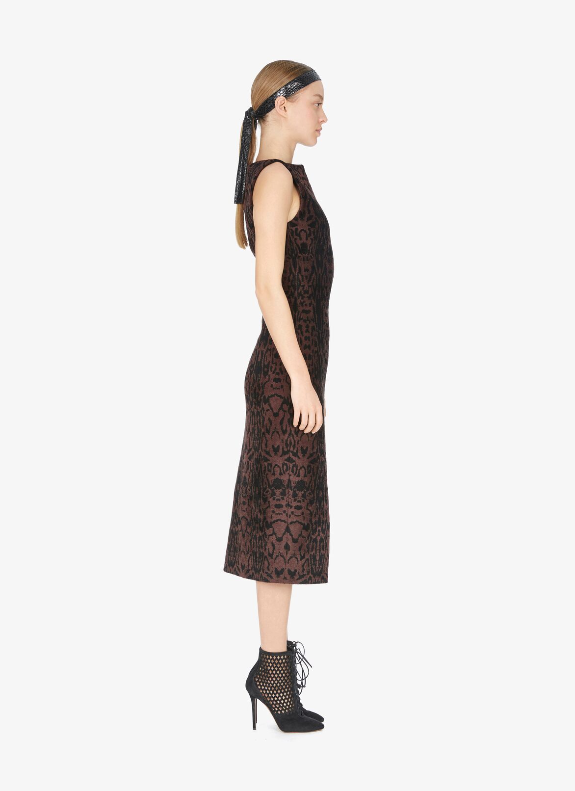 SLEEVELESS DRESS PANTERA BLACK/BRUN ALAÏA BLACK/BROWN  SLEEVELESS DRESS PANTERA BLACK/BRUN